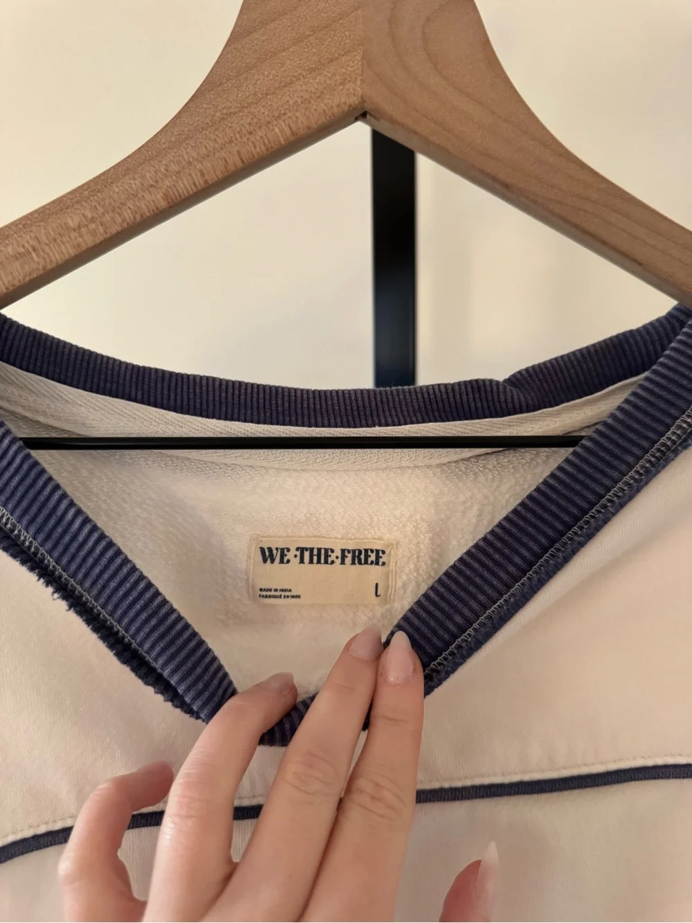Free People Varsity Cream Oversized Crewneck Sweater